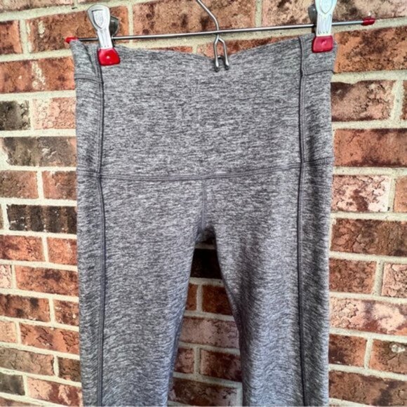 Lululemon Pure Practice Pant Heathered Slate Gray Leggings Lattice Trim … - Picture 16 of 16